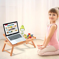 Support pour ordinateur portable pliable en bambou Combohome, grand format, réglable en hauteur, plateau de service pour manger au lit, bureau pour ordinateur portable