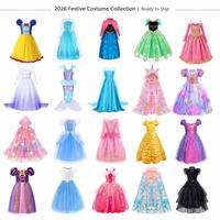 Robe de princesse Reine des neiges personnalisée avec logo pour filles, costume de cosplay de personnage de film, robe de fête pour enfants, vente en gros