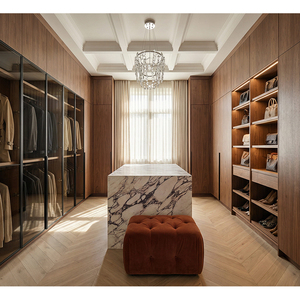 Armoire-penderie en forme de U en bois stratifié mélaminé chêne blanc pour chambre principale - Product Image 6