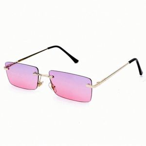 Gafas de Sol de Moda para Mujer 2021, Montura Metálica, Sin Montura, Lentes Degradadas, Pequeñas y Cuadradas - Product Image 4