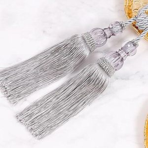 Attache de <span class=keywords><strong>rideau</strong></span> générique avec cordon de 22 cm de long et deux pièces pour chambre et salon (gris) - Product Image 4