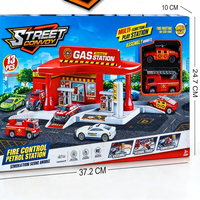 Ensemble de jeu multifonctionnel 3-en-1 HTL : Station-service, parking et voitures miniatures en métal moulé sous pression – Pour les 5 ans et plus, unisexe