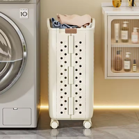 Panier à linge pliable en plastique DAYOOH, panier à linge portable pour salle de bain avec roulettes universelles