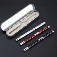 Pointeur Laser rouge télescopique 5 en 1, nouveauté, antenne rétractable, enseignement, stylo à aimant, lampe de poche LED, stylo à bille avec étui métallique