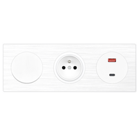 Prise murale USB et Type C à charge rapide, ignifuge, en PC brossé, 2 ports, double port, prise EU, 20W