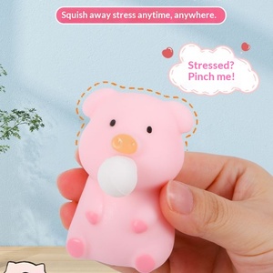 Poupée anti-stress en TPR Cochonnet qui souffle des bulles avec fonction musicale et à pincer pour enfants de 14 ans et plus, jouet de bureau en tissu nylon - Product Image 3