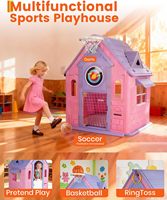 Ensemble Maisonnette pour Enfants Jeux d'Intérieur Extérieur en Plastique avec Jeu de Basketball et Panier Maison de Jeu pour Tout-Petits pour Jardin