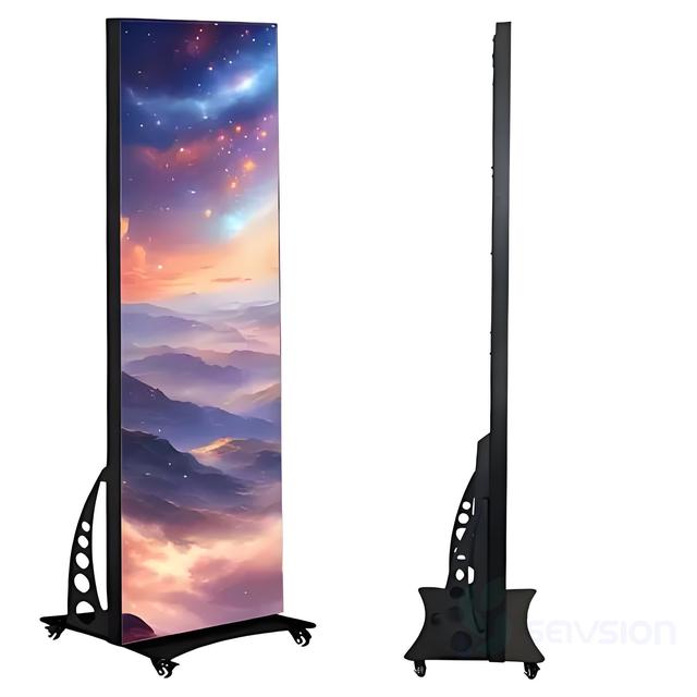 Customizable 640*1920mm Indoor LED Poster Screen Commercial Foldable Display with Wheels Easy-to-Move LED Display