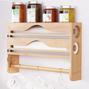 Boîte de découpe de film alimentaire et de papier d'aluminium en gros avec serviette murale en papier intégrée et kit de grattoir multi-couches dissimulé pour cuisine - Product Image 2