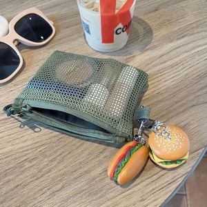 Portable Cartoon Short Wallet Mesh Double Layer Zipper <b>Coin</b> Purse Square Card Holder Make up Organizer <b>Bag</b> for Women - Product Image 1