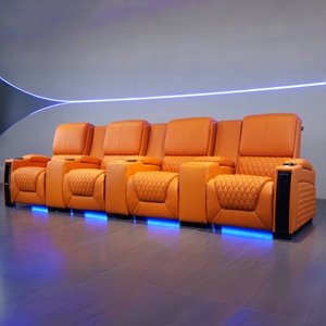 Asientos de <span class=keywords><strong>Cine</strong></span> en Casa Naranja <span class=keywords><strong>Premium</strong></span> con estilo, sofá de teatro artesanal cosido con diamantes de cuero, sillón reclinable eléctrico individual - Product Image 2