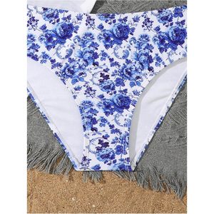 FOXA Girl's 3 Piece Floral Print Halter <b>Bikini</b> <b>Set</b> With Cover Up Beach Skirt Swimwear For Girls Stretch Spandex Polyester - Product Image 4