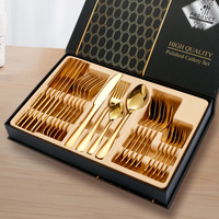 Coffret cadeau de couverts occidentaux en acier inoxydable, best-seller, 1010, quatre pièces principales (couteau, fourchette, cuillère), ensemble de 24 pièces.