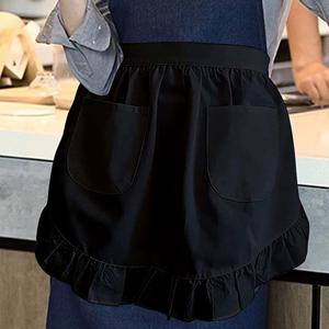 European Style Half Body Princess <b>Apron</b> Pure <b>White</b> with Double Pocket Lace Cross-Border Exclusive for Maids Made of Polyester - Product Image 1