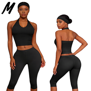 Ensemble deux pièces <span class=keywords><strong>pour</strong></span> <span class=keywords><strong>femme</strong></span> Printemps-Été 2026 : Haut court en coton à logo personnalisé et legging capri - Product Image 5