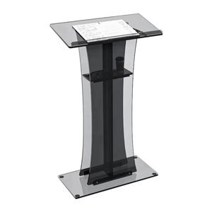 Podio Moderno in Acrilico Nero Trasparente per Chiesa, Scuola, Hotel e Supermercato, Piattaforma per Cerimonie Nuziali - Product Image 1
