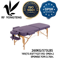 Table de massage pliable moderne en PU avec cadre en bois, hauteur réglable, éponge haute densité, inclut appui-tête et accoudoirs, OEM/ODM pour spa