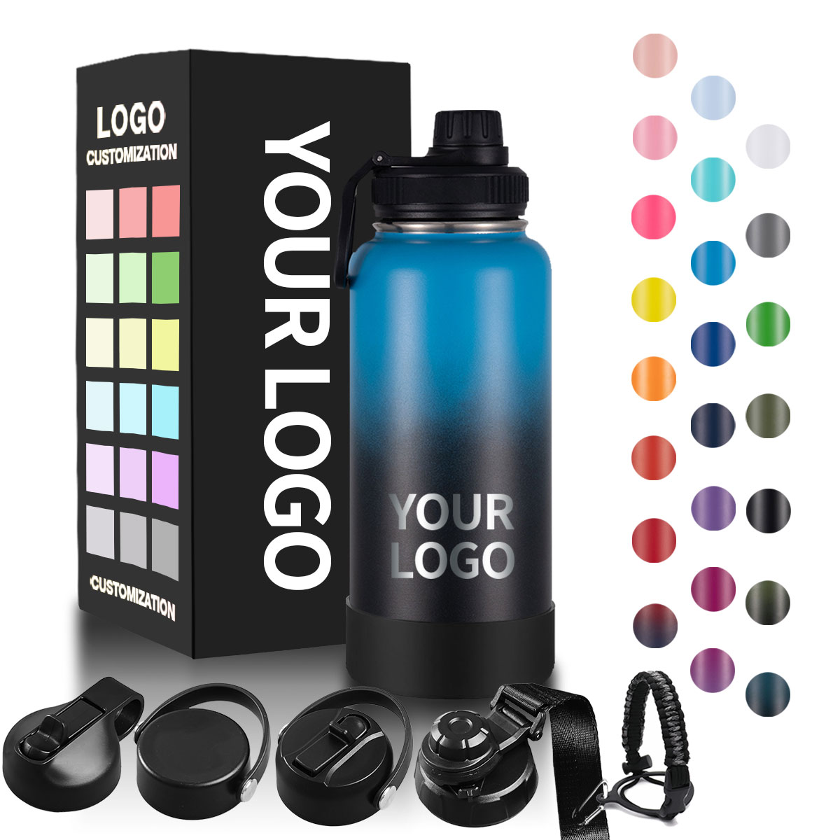 Hot Sales Business Gift 12 24 32 40 64 Oz 1 l Metal Stainless Steel Gym 1l Water Bottle Tumbler With Straw and Logo