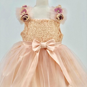 Robe en mousseline florale rose pâle sans manches pour bébé fille moderne de haute qualité Vêtements pour enfants nouveau-nés - Product Image 4