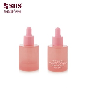 Botella de vidrio pesado de <span class=keywords><strong>color</strong></span> gelatina Rosa verde oliva <span class=keywords><strong>pastel</strong></span> con revestimiento personalizado vacío con cuello de plástico pipeta - Product Image 4