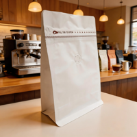 Sacs à café en papier kraft à fond plat octogonal avec pochette autoportante pour grains de café de qualité alimentaire
