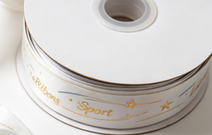 Ruban en polyester imprimé à l'or sur le thème du sport, motif de basket-ball et de football pour emballer des cadeaux, bricolage, décoration de fête - Product Image 5