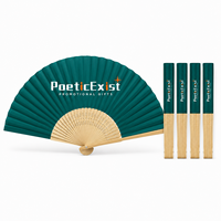 Éventail pliant en bambou personnalisé PoeticExist avec logo, grand éventail promotionnel en tissu pour mariage, festival, fête, événement, cadeaux