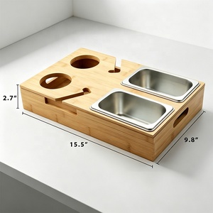 Plateau porte-gobelets en bambou pour canapé avec boîtes à collation en acier inoxydable, organisateur de rangement pour verres à vin et télécommandes, idéal pour les soirées cinéma à domicile - Product Image 5