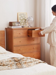 <span class=keywords><strong>Commode</strong></span> à 5 <span class=keywords><strong>tiroirs</strong></span> <span class=keywords><strong>en</strong></span> chêne massif, style moderne minimaliste, avec pieds effilés, meuble de rangement pour salon et chambre à coucher - Product Image 3