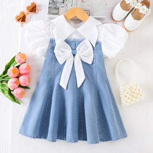 <span class=keywords><strong>ชุด</strong></span>เดรสลำลองสไตล์<span class=keywords><strong>คาวบอย</strong></span>สำหรับ<span class=keywords><strong>เด็ก</strong></span><span class=keywords><strong>ผู้หญิง</strong></span> ประดับโบว์ แขนพองต่อผ้า รุ่นใหม่ประจำฤดูร้อนปี 2026 - Product Image 4