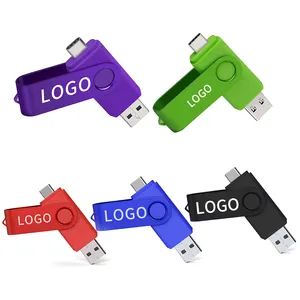 Memória pendente USB Mini 8GB 16GB 32GB 2 em 1 Metal USB 2.0 .3.0 Flash Memory com logotipo personalizado para promoção