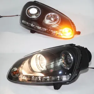 Volkswagen Golf 5 için MK5 LED melek gözler farlar ön lamba siyah konut 2003 ila 2008 yıl