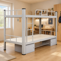 Modernes Voll-über-Voll Etagenbett aus Metall mit Stauraum-Treppe für Erwachsene im Schlafsaal – platzsparend und hochbelastbar