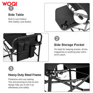 Chaise de camping d'extérieur Woqi, cadre en aluminium, pliable, portable, chaise de jardin, tissu Oxford noir - Product Image 5