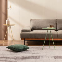 Small Accent Sofa Side Table Round End Table Coffee Table with 3 Metal Iron Legs for Living Room