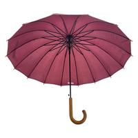 Parapluie professionnel pour l'extérieur, ouverture automatique, fermeture manuelle, en tissu pongé 190T noir, avec cadre métallique et manche en bois en forme de J de 10 mm