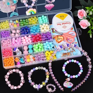 ชุดลูกปัดพลาสติกสร้างสรรค์แบบใหม่ ชุดทำเครื่องประดับ DIY สร้อยข้อมือลูกปัดทำมือ ของเล่นเสริมพัฒนาการสำหรับเด็กผู้หญิง ของขวัญ - Product Image 1