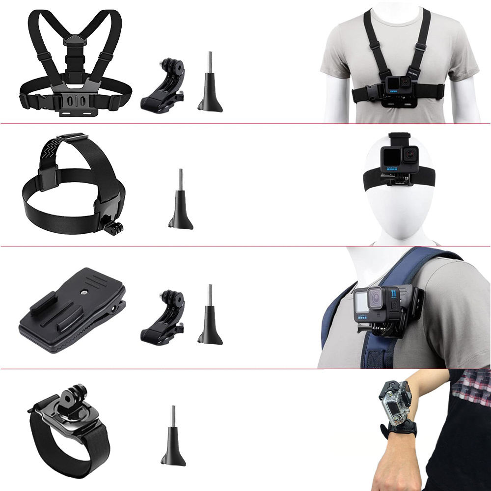 Sport Camera Accessories Kits Suitable for GoPro Accessories 57 In-1 Set Insta DJI Cycling Stand Chest Head with Phone Clip Set