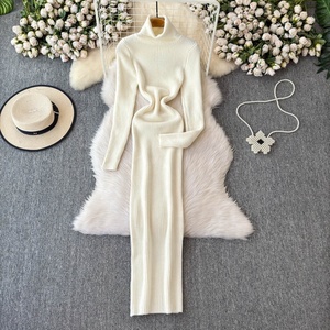 Buy In Bulk Ladies High Neck Wool Dress Elegant Preppy Style | Alibaba.com