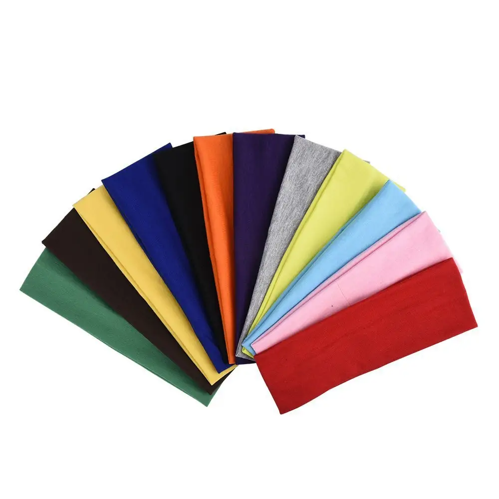 HZM-70090 Wholesale Hair Accessories Colorful Solid Stretchy Head Band Sweat Bands Sport Yoga Headbands Hair Band For Adult