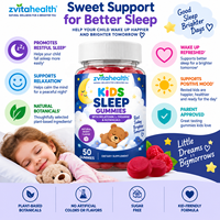 Gummies de sommeil pour enfants à marque privée, mélatonine 0,5 mg + L-théanine, emballage personnalisé disponible pour le soutien du sommeil des enfants, OEM
