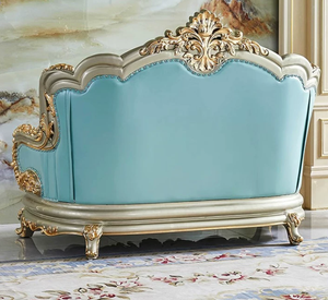 European Genuine Leather <b>Sofa</b> Set Combination Villa Luxury champagne Color <b>Gold</b> Solid Wood Hotel U-shaped Living Room - Product Image 5
