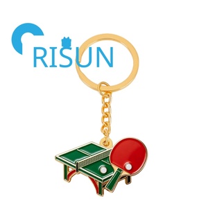 Llavero de Metal Esmaltado al por Mayor para Amantes del Deporte, Souvenir de Aleación de Zinc con Pelota de <span class=keywords><strong>Ping</strong></span> Pong y Raqueta de Tenis de Mesa, Colgante para Bolso - Product Image 4