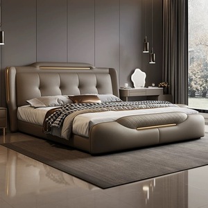Mobili di Lusso in Legno per Camera da <span class=keywords><strong>Letto</strong></span>, Letti Imbottiti Morbidi, <span class=keywords><strong>Letto</strong></span> <span class=keywords><strong>Matrimoniale</strong></span> King Size con Contenitore, Set Completo di Arredamento - Product Image 4