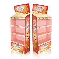 Support de présentation personnalisé pour biscuits et chips en carton, pour utilisation au sol en publicité, idéal pour la vente au détail et les supermarchés