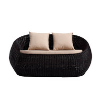 Ensemble de salon de jardin moderne en rotin 2 places avec table basse et chaises pour balcon, cour et villa - Ensemble de jardin trois pièces