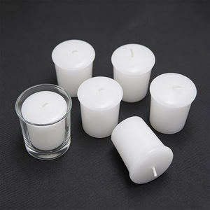 LOGO Lot de 6 Bougies Pilier Votives en Cire Végétale Blanches, Sans Parfum, Sans Fumée, Coulées, 10 Heures, pour Vœux, Rituels, Intentions, Veillées et Prières - Product Image 1