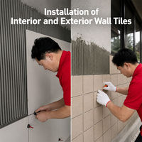AJIELIAN Colle pour carrelage gris ciment, mortier fin résistant à l'eau, colle flexible pour carrelage mural et de sol pour salle de bain, sous-sol, extérieur