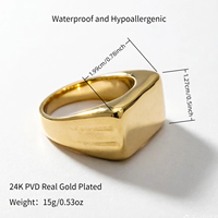 Großhandel Anpassbare Gravierbare Blanko-Ringe 24K PVD Vergoldet 316L Edelstahl Schmuckset Klobig Wasserdicht Stapelbar für Herren