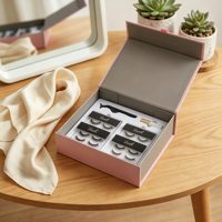 Boîte d'emballage personnalisée rose pour cils, boîte cadeau rigide pliable en papier avec fermeture magnétique et plateau pour kit d'extension de cils